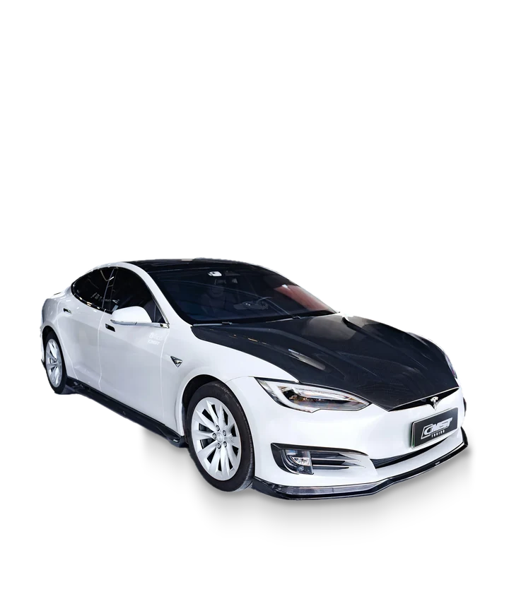 Tesla Model S with the CMST carbon aero kit and carbon bonnet